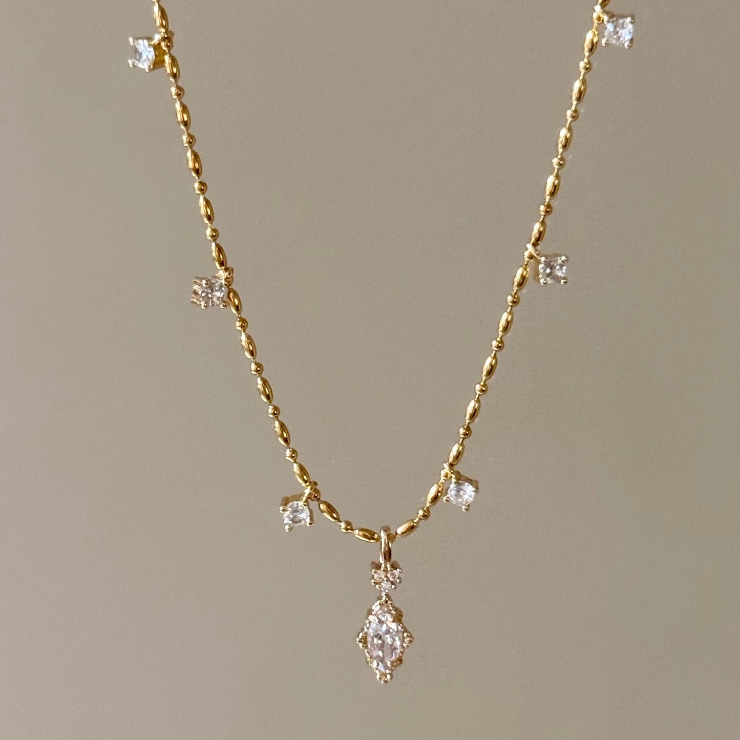 “Twilight Stardust” Handmade 14K Gold-Filled Zirconia Pendant Necklace