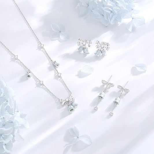 "Lily of the Valley Tale" S925 Sterling Silver Lily Bell Pendant Necklace/Earrings
