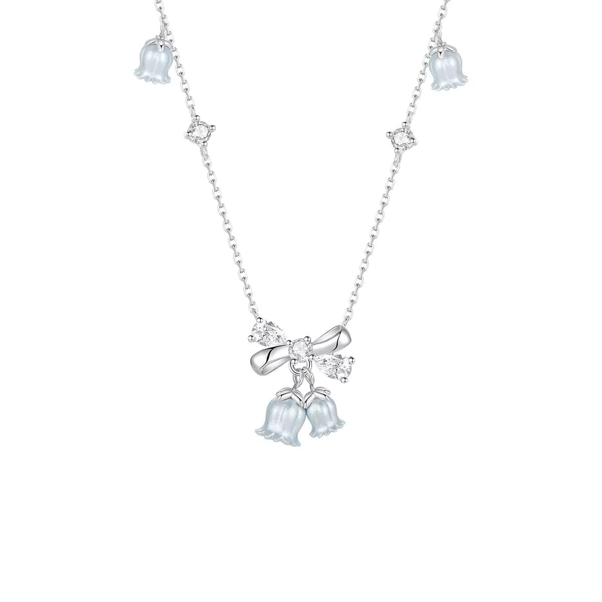 "Lily of the Valley Tale" S925 Sterling Silver Lily Bell Pendant Necklace/Earrings