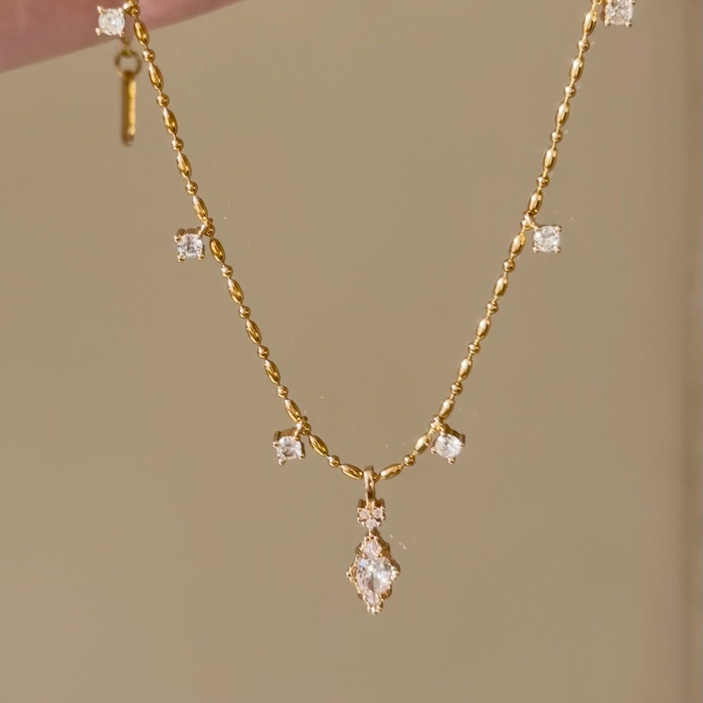“Twilight Stardust” Handmade 14K Gold-Filled Zirconia Pendant Necklace