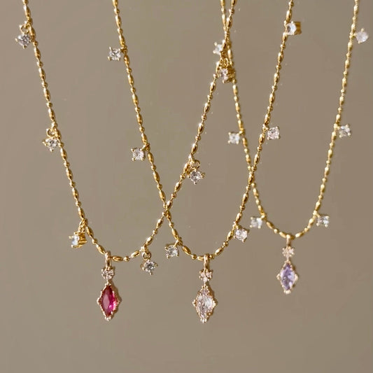 “Twilight Stardust” Handmade 14K Gold-Filled Zirconia Pendant Necklace