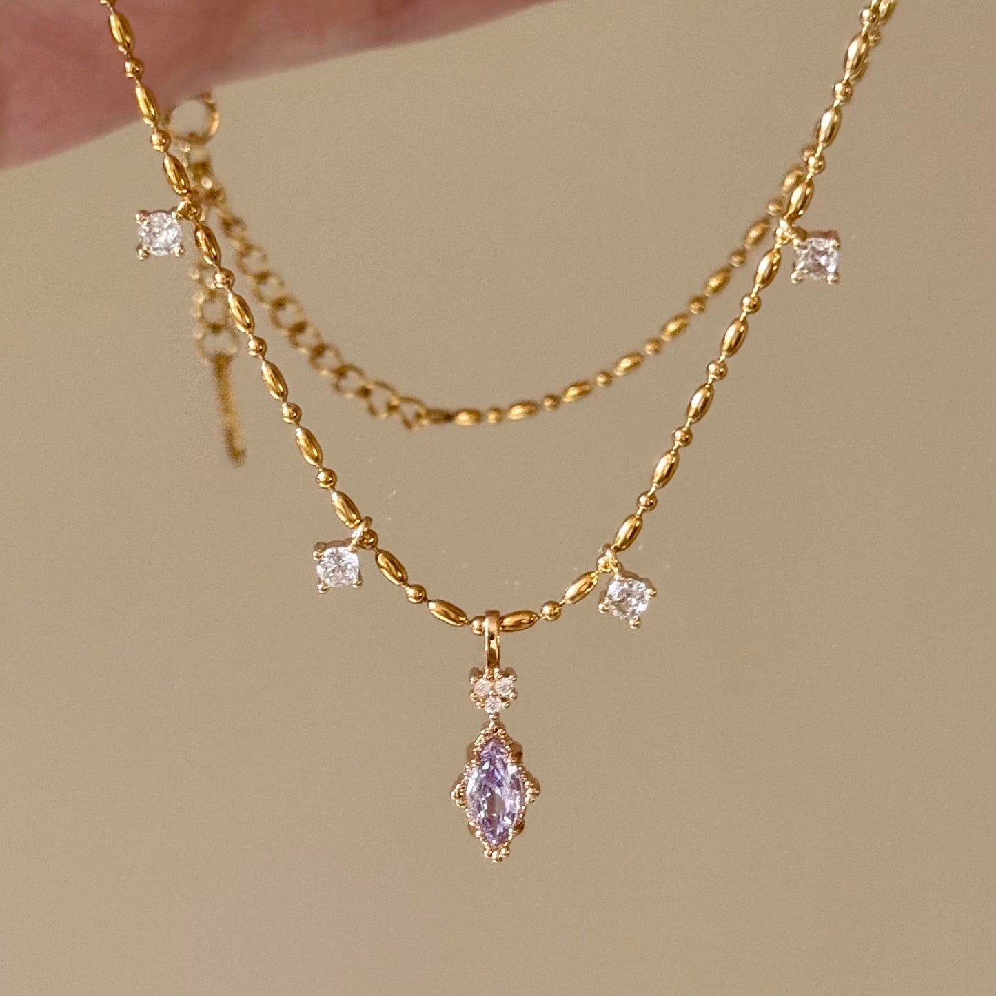 “Twilight Stardust” Handmade 14K Gold-Filled Zirconia Pendant Necklace