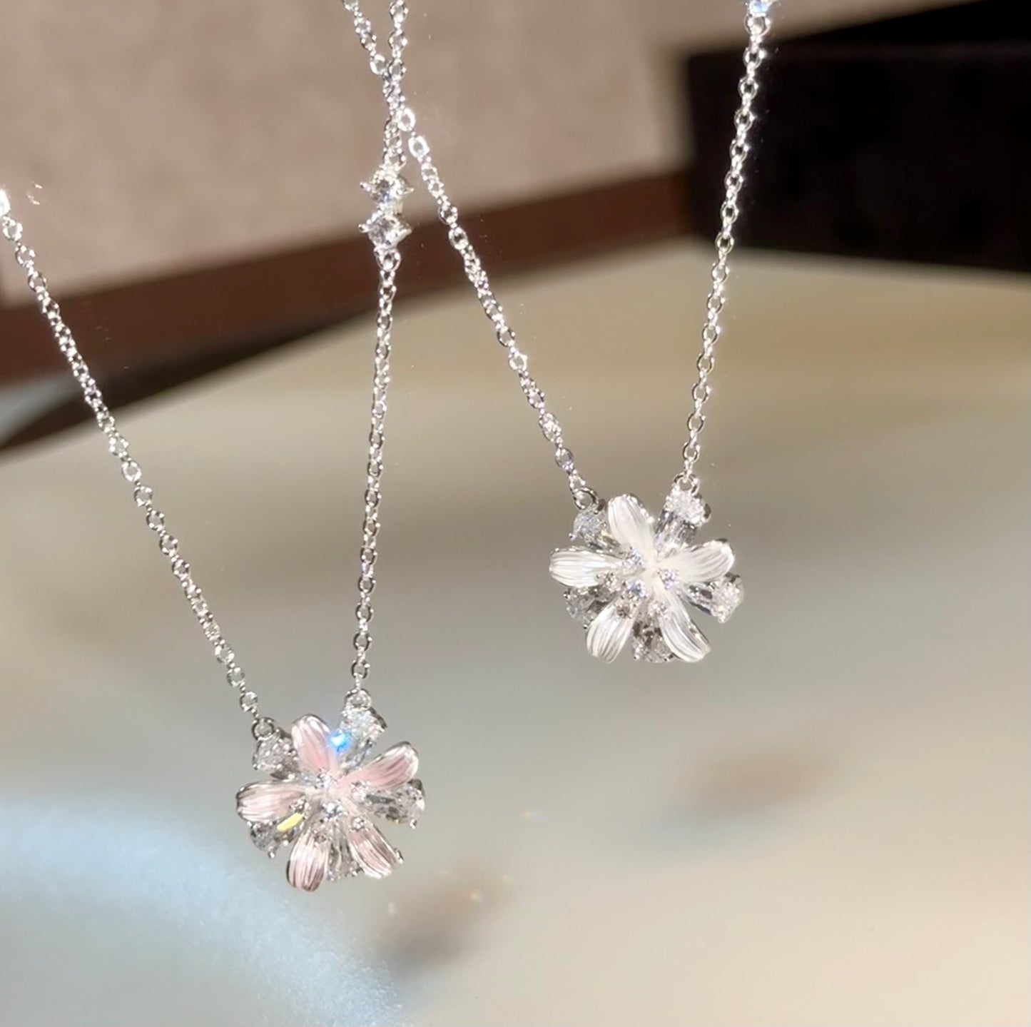 "Sakura in Twilight" Cherry Blossom Pendant Necklace