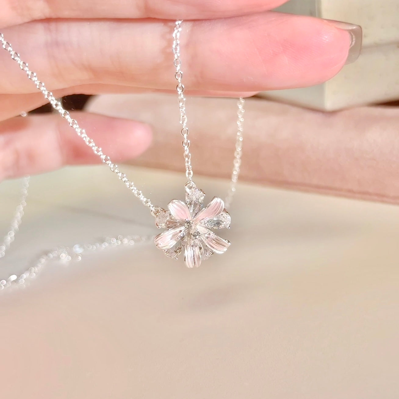 "Sakura in Twilight" Cherry Blossom Pendant Necklace