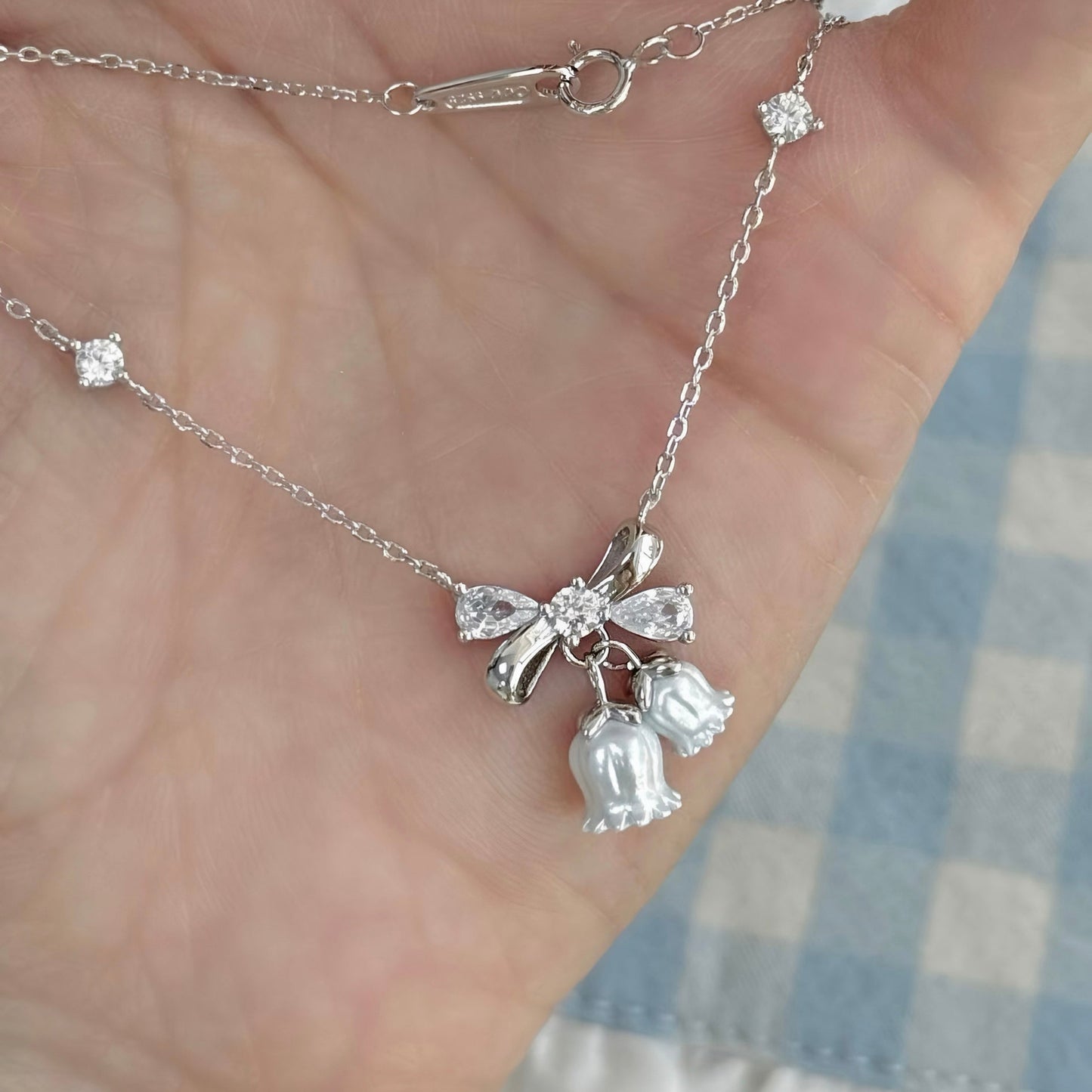 "Lily of the Valley Tale" S925 Sterling Silver Lily Bell Pendant Necklace/Earrings