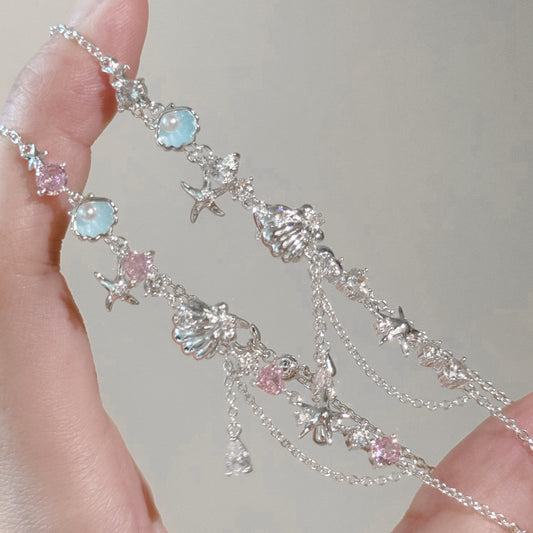 "Whispers of the Sea" Seashell & Starfish Cascade Bracelet