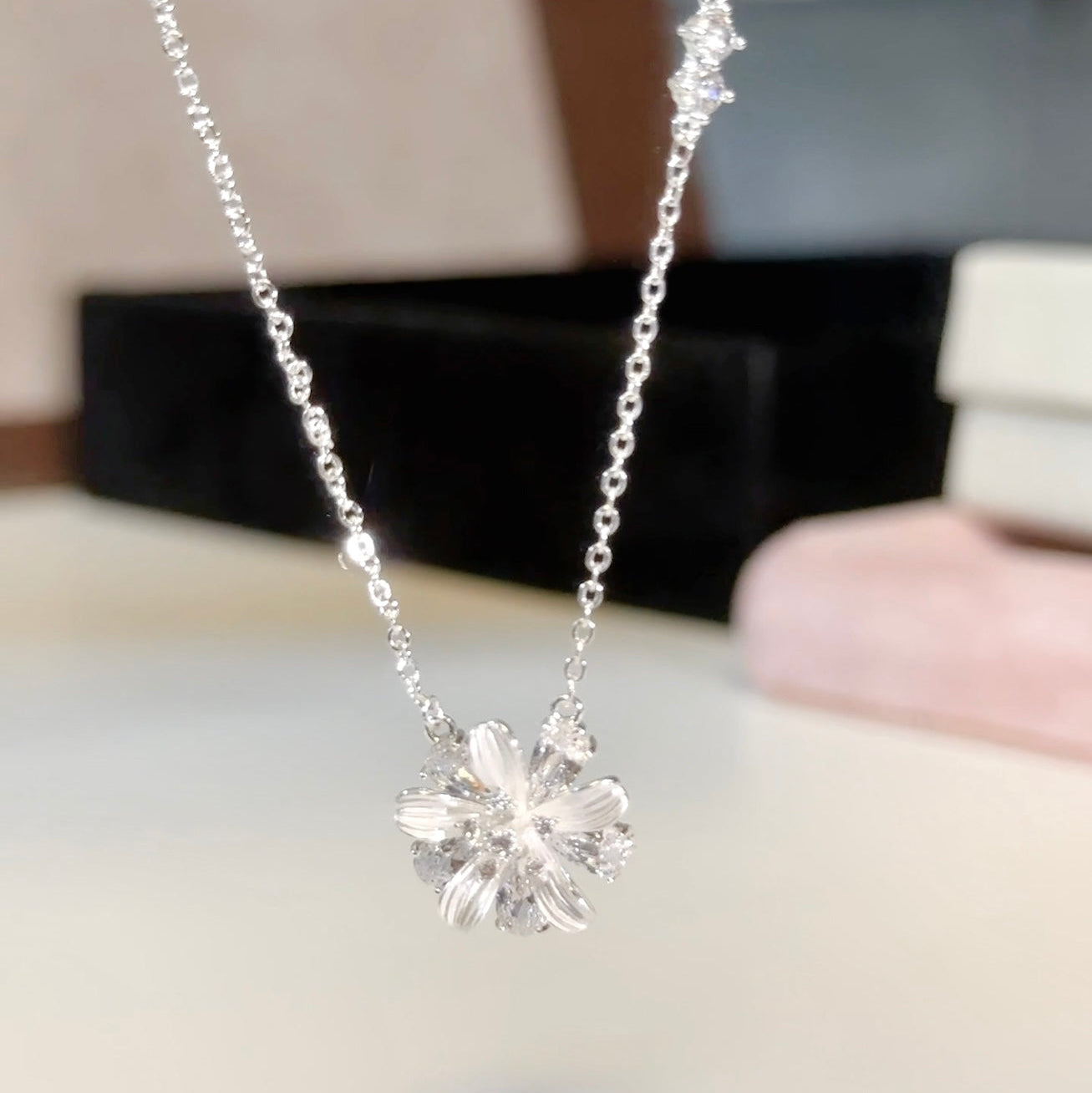 "Sakura in Twilight" Cherry Blossom Pendant Necklace